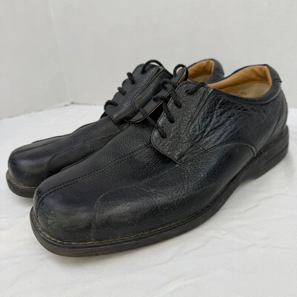 G.H. Bass Lex Mens Black Leather Oxford Shoes Square Toe Size 12 W